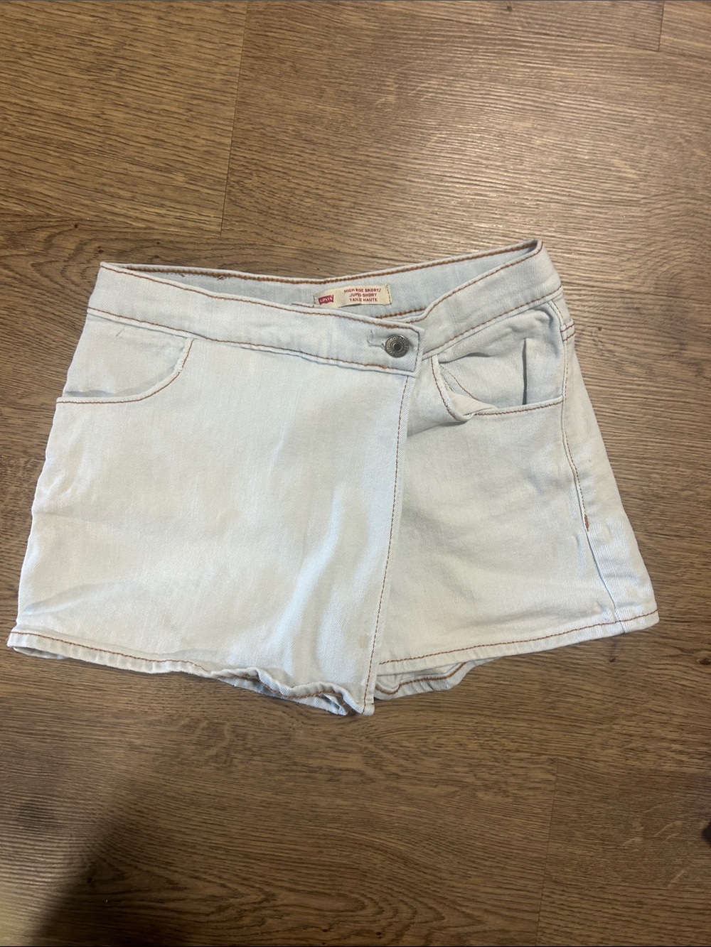 Levi's White Light Blue Wash Denim Skort Shorts - Women's